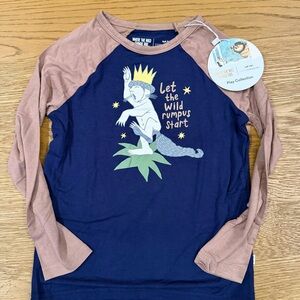 Little Sleepies Navy and Brown Where The Wild Things Are Raglan Long Sleeve Tee